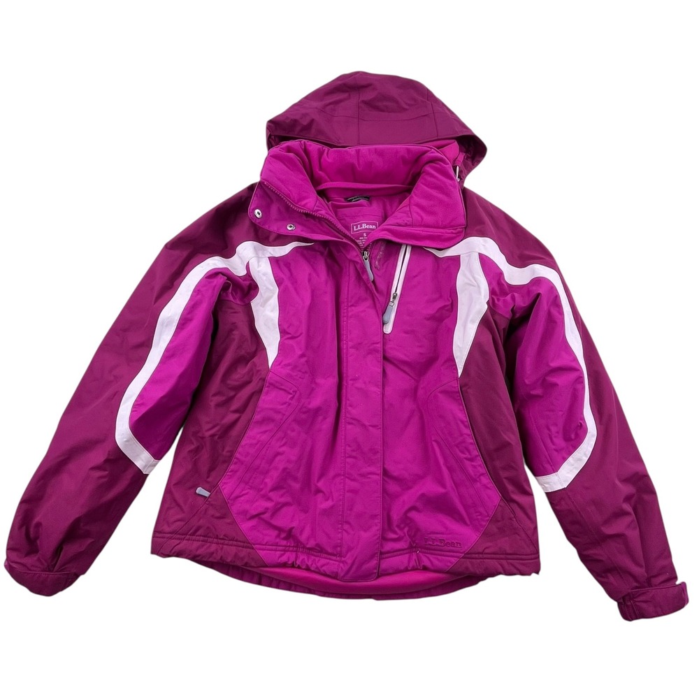 LL Bean Womens Wildcat Ski Jacket Magenta Purple Hooded Insulated Winter Coat S